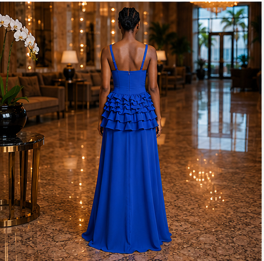 Élodie Peplum Maxi Dress -Royal Blue