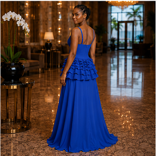 Élodie Peplum Maxi Dress -Royal Blue