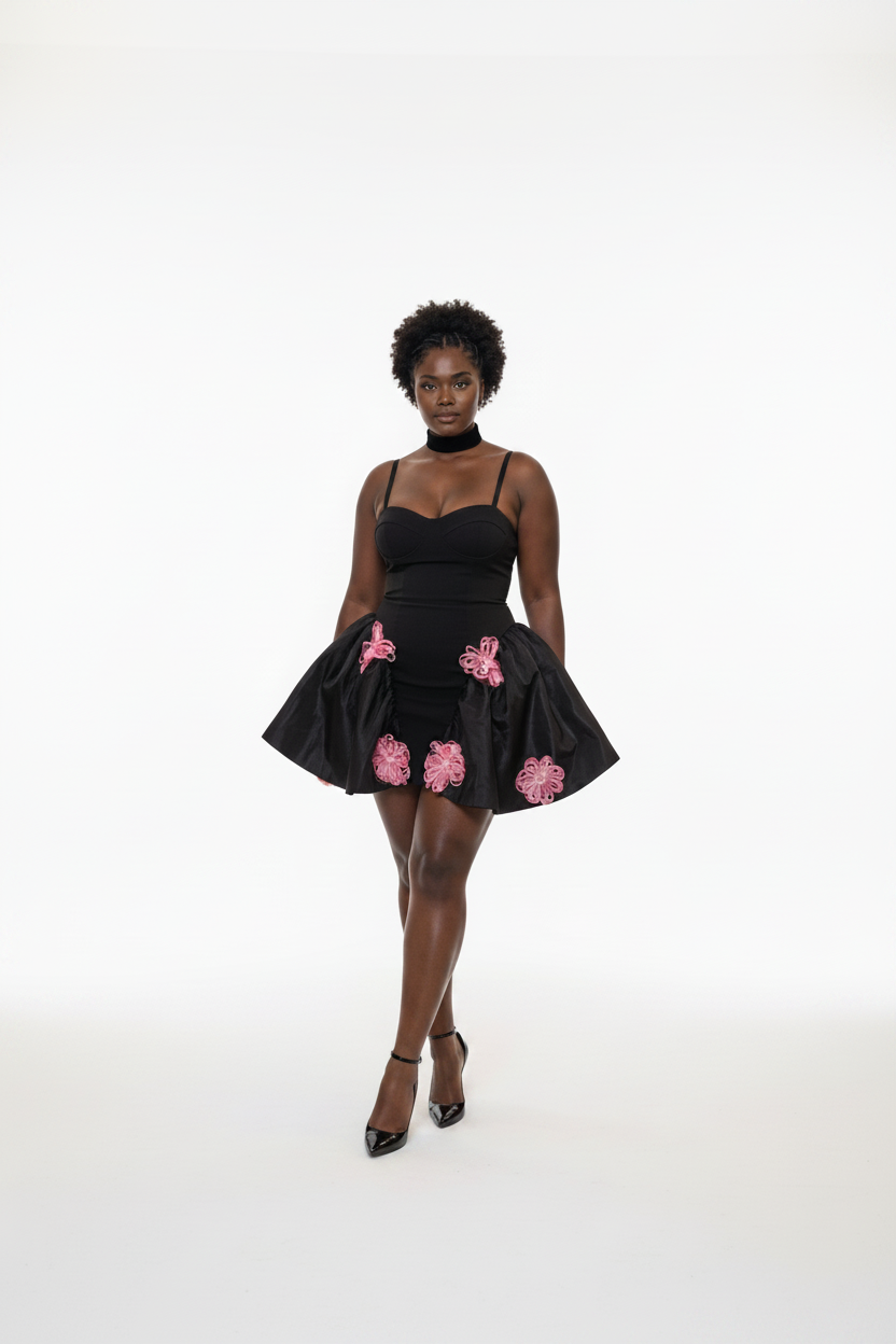 Privé Noir — Pink Petal with Silver Stone Details